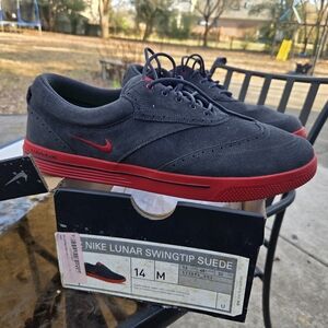 Nike Lunar Swingtip Suede Men's Shoes - Black and Red